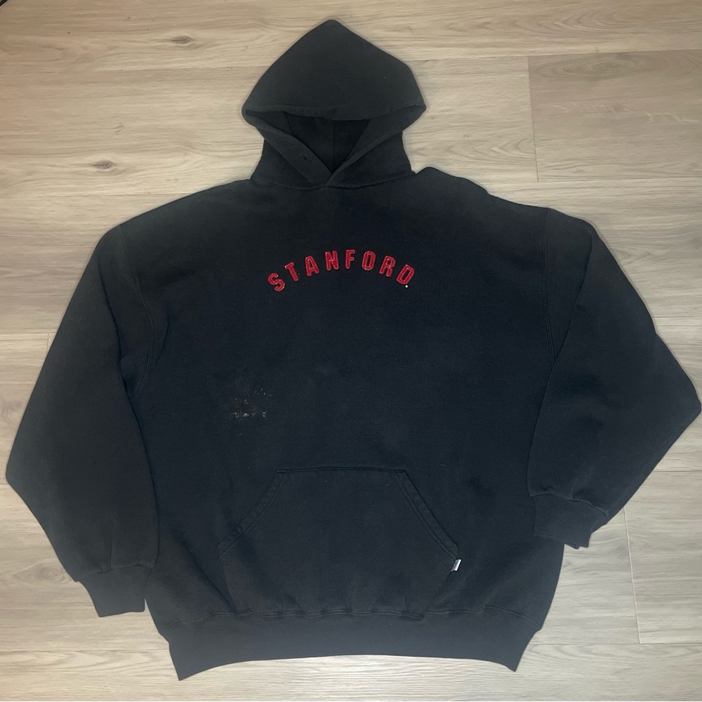 Vintage 90’s Stanford University Russel Athletic Black Hoodie XXL Made in Mexico